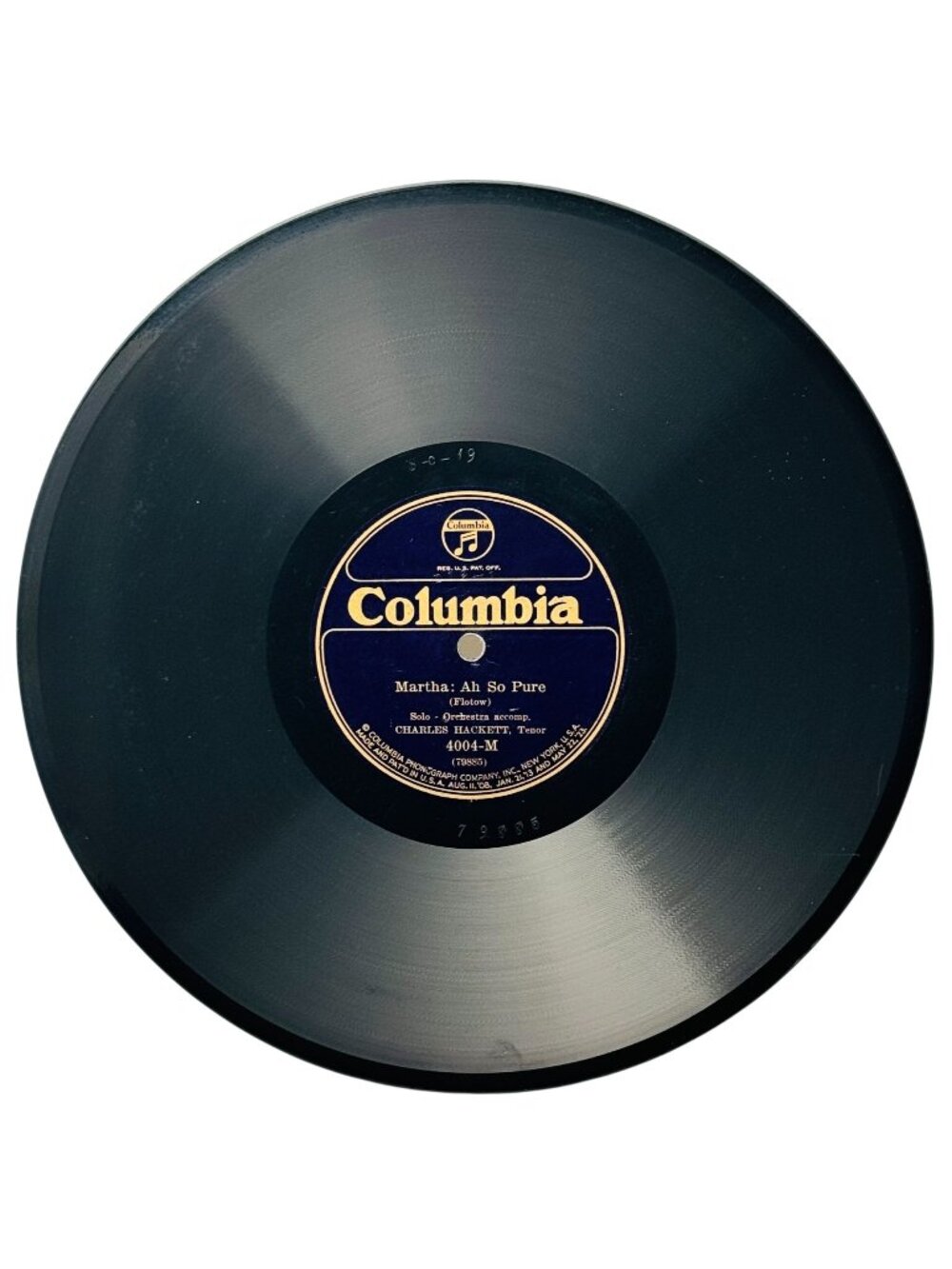 Charles Hackett Martha 10in Shellac 78 RPM Record Columbia 4004-M